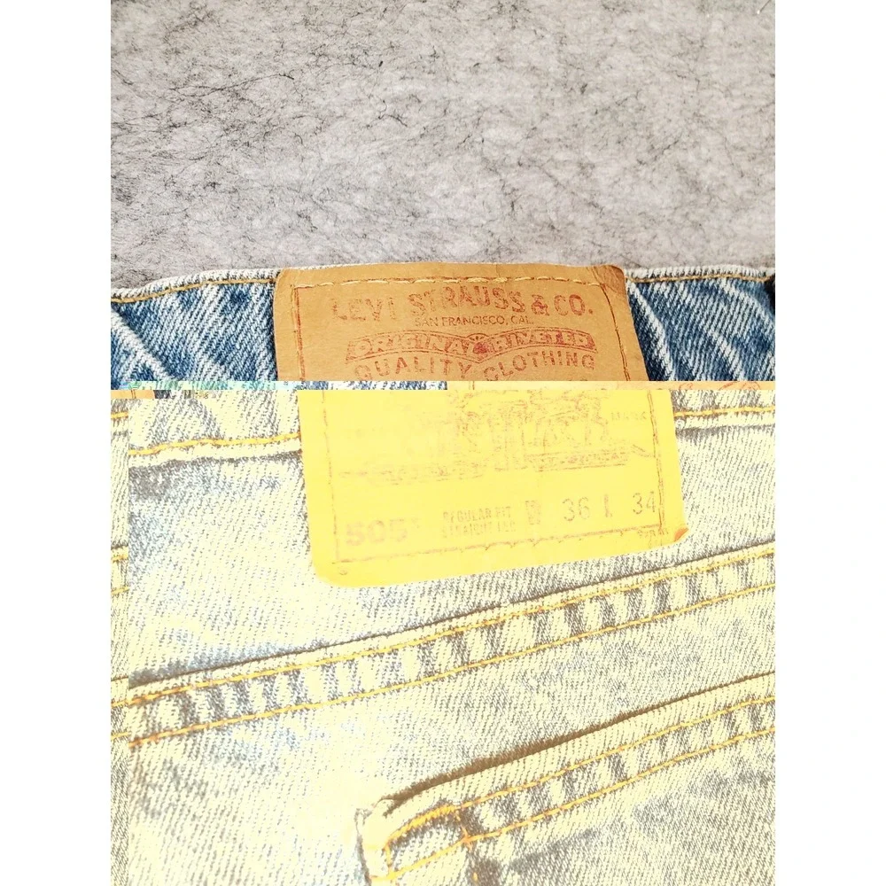 Vintage Levi's 505 Mens Regular Fit Jeans 36x34 Fits 34x33 USA 100% Cotton 90s